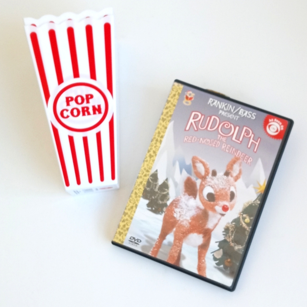Rudolph the Red-Nosed Reindeer DVD Classic Cartoon with 2 New Popcorn Containers